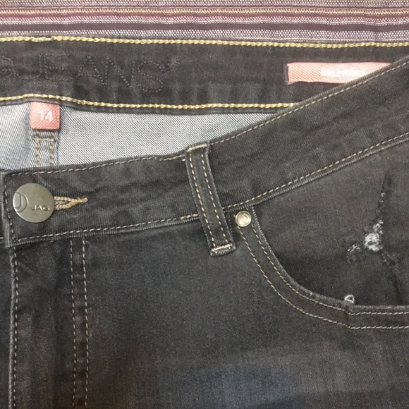 New! Jag Jeans Girlfriend Gray Distressed Mid Rise Stretch Jeans size 14 - Picture 10 of 13